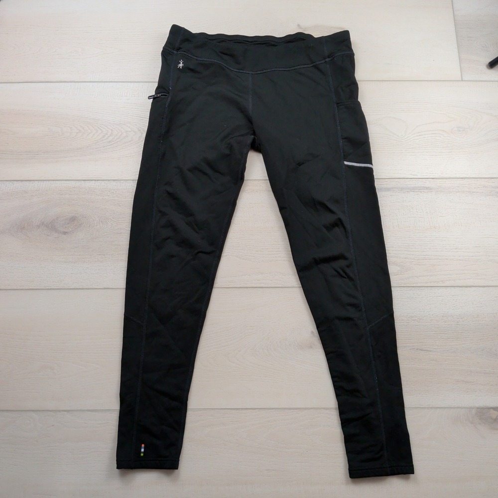 Smartwool PhD Womens L Wind Tights Black Merino Wool Blend Athletic Leggings